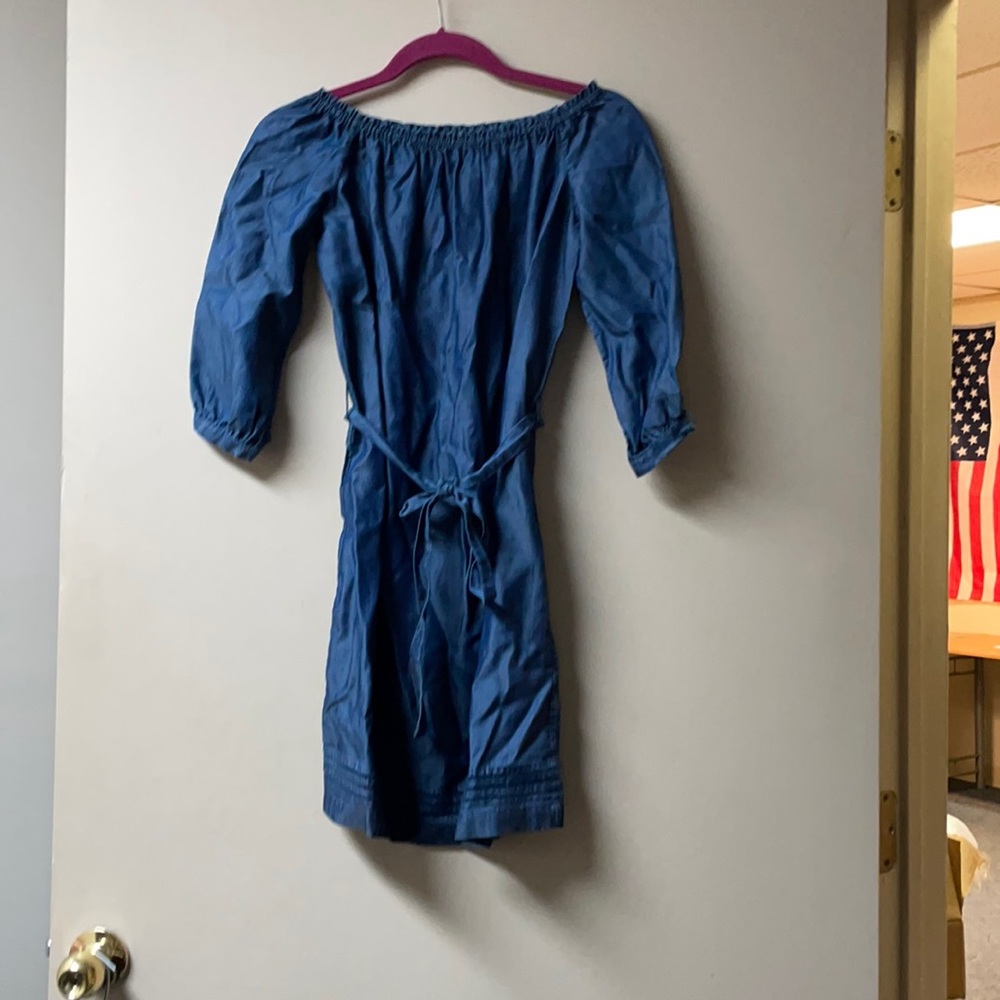 Paige Blue Belted Peasant Top Dress